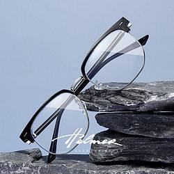 HelmeR -半框商务男士近视防蓝光镜眼镜框男女变色平光镜镜架38204 79.1元