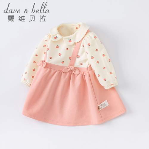 戴维贝拉童装新款秋装女童连衣裙宝宝公主裙小女孩洋气印花裙子