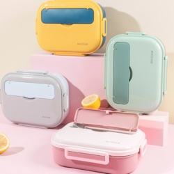 美厨（maxcook）316L不锈钢饭盒1.6L 可微波炉加热 上班族中小学生注水保温便当盒 北欧蓝五格 配筷勺+汤碗+保温袋 89.9元