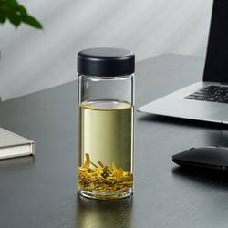 玻璃杯单层加厚大容量家用透明杯子办公便携带盖泡茶水杯男