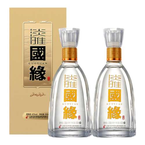 百亿补贴:淡雅国缘42度【500ml*2瓶】 今世缘淡雅国缘浓香白酒500ml*2