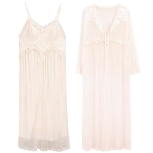 珍珠白 s 歌瑞尔2件套睡裙睡袍法式宫廷风 825.84元拍4件(合206.