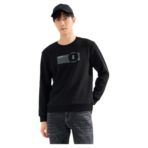 百亿补贴:深灰 xl 快鱼2022冬新款圆领加绒卫衣男士简约套头休闲印花