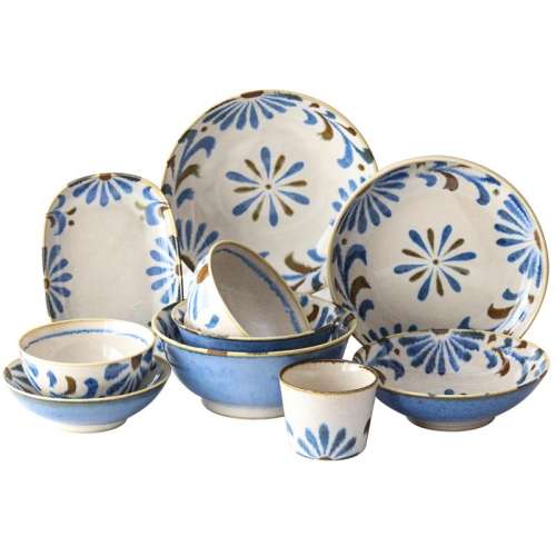 聚划算：浅灰色 【自营】美浓烧日本进口陶瓷餐具冲绳花饭碗寿司菜盘碟子钵面汤碗 31.36元拍2件(合15.68元/件，需88VIP 95折)