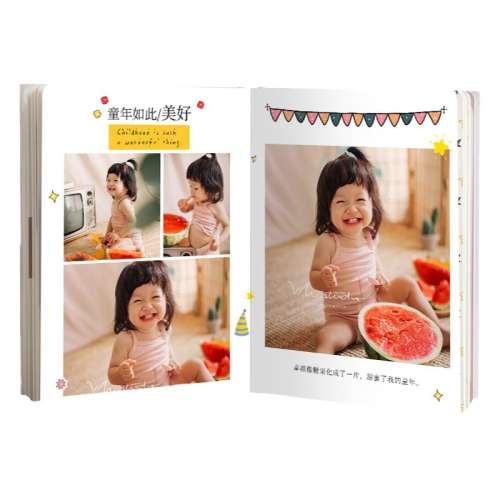 【注释: 1P=1页=A4纸的面】?（咨询客服减10元）此为定制商品 24P【建议24-36张照片】☆全书覆膜防水防污☆ 宝宝成长纪念册相册定制照片书 实付112.4元,折合22.48/件