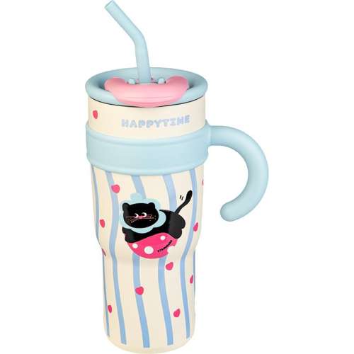 【304不锈钢内胆】摇尾小猫保温保冷冰霸杯700ml-蓝色+3D立体贴纸【送杯刷】 摩登主妇保温冰霸杯吸管杯小黑猫 50.15元