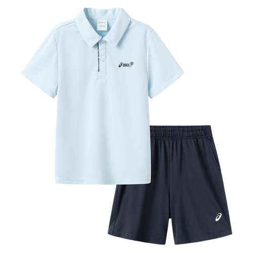 百亿补贴：5002浅蓝色 120cm ASICS/亚瑟士童装2025年夏季新款男女童吸湿速干网球POLO运动套装 169元