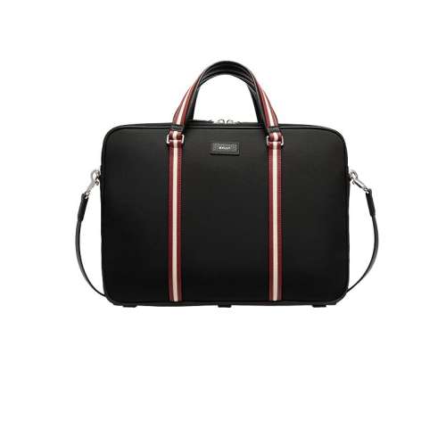 6306626 黑色+经典红白条纹 Bally/巴利时尚男士商务公文包 3456.58元(需88VIP 95折)