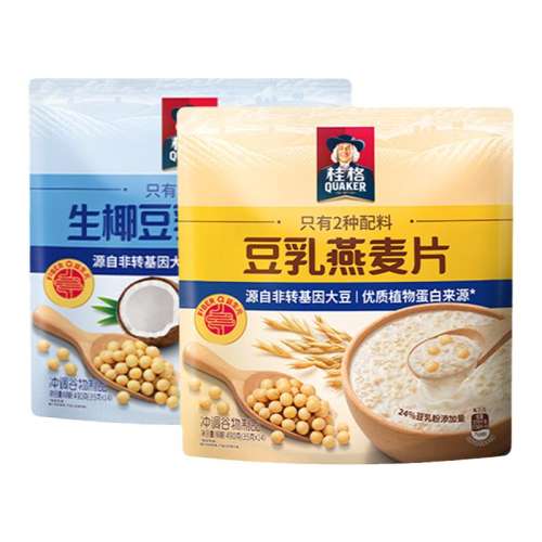 【2种口味分享装+甜品盒】豆乳燕麦*1包+生椰豆乳燕麦*1包 桂格豆乳燕麦片早餐速食新品 41.61元(需88VIP 95折)