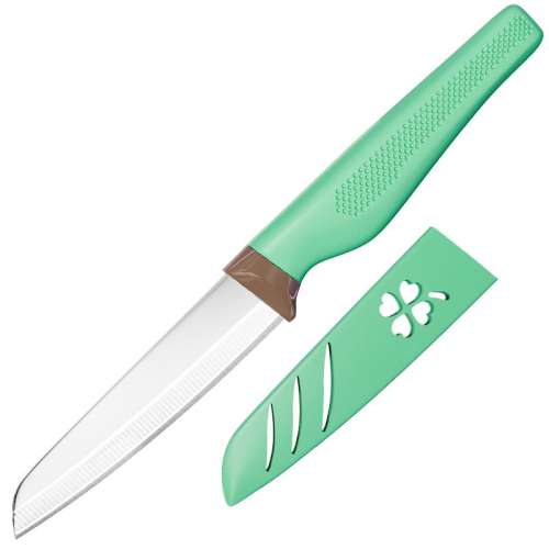 60°以下 11cm 10cm 清新绿水果刀（带刀套） 不锈钢水果刀带刀套果蔬可用 2.5元
