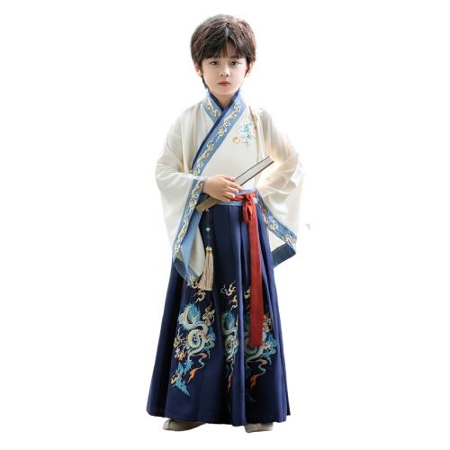 100 仙羽藏青（赠折扇） 恋诺男装儿童新款汉服 128元