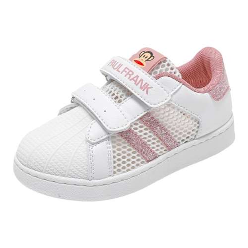白/浅藕粉（单网） 25码 大嘴猴童鞋女童小白鞋夏款2023 75.65元