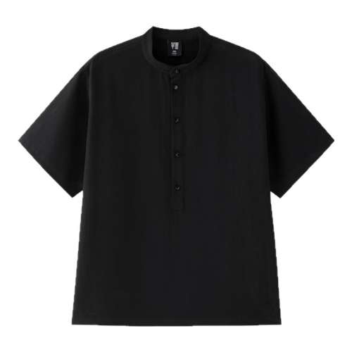 黑色 2XL 半墨大码男装新中式天丝亚麻衬衫男短袖夏季凉感加肥加大男士衬衣 501.6元拍3件(合167.2元/件)