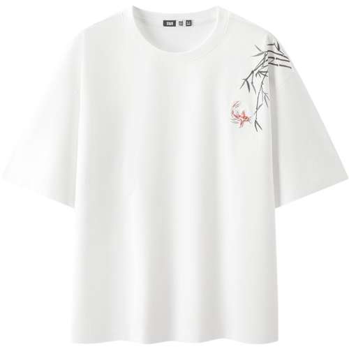 本白10102 160/80A/XS 森马凉感国风刺绣印花短袖T恤男 54.8元