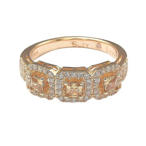 ɫ US 9 ӪSuzy Levian Rose ɫ 3-Stone Asscher-Cut