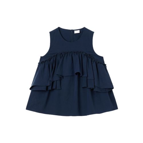 藏青 120cm 【商场同款】马拉丁童装衬衫25夏新款女童花边轻薄无袖衬衫 648.3元拍2件(合324.15元/件)