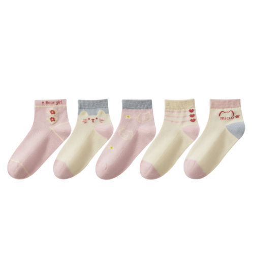 网眼小猫5双 3-5岁宝宝 儿童袜子女童春夏季超薄透气防滑 8.2元