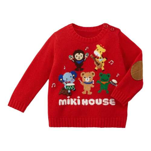 红色2 80cm MIKIHOUSE刺绣动物园毛衣 1895元