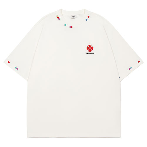 奶油白（F6617） XS GUUKA幸运四叶草短袖T恤 126.65元