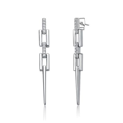 黄色 One Size 自营genevive纯银 14k 镀金立方氧化锆吊式耳环 - 白色 【美国奥 577.27元(需88VIP 95折)