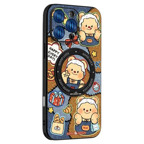 iPhone 16 Pro Max 牛仔奶油小熊の360°旋转磁吸支架★镜头保护 牛仔黄油小熊适用苹果16Promax手机壳新款ip15磁吸带支架iPhone16Pro保护套支点14高级Ho3可爱创意13pm全包 实付89.13元,折合29.71/件