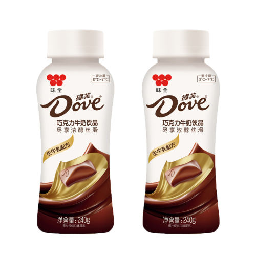 巧克力味*4瓶 味全德芙巧克力牛奶生牛乳12瓶 22.8元