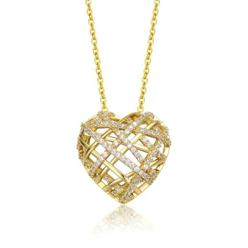 金子 One Size 自营genevive纯银 14k 黄金镀方晶锆石结丝带 3D 泡泡心形吊坠项 726.89元(需88VIP 95折)