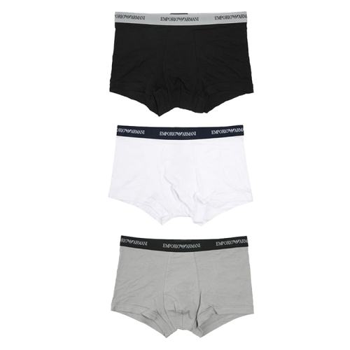 S 黑+灰+白 2910 Armani/阿玛尼男士3件装四角内裤 247.35元