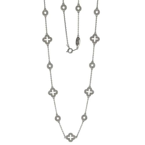 白色的 One Size 自营Suzy Levian 纯银白色立方氧化锆三叶草和圆形站项链 - 白色 1356.74元(需88VIP 95折)