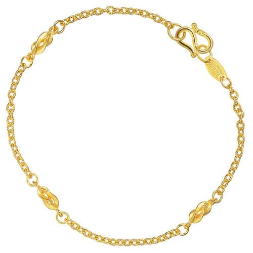 17cm 工费130元 3.9g 周生生黄金首饰花十字间杨桃手链 3598.24元