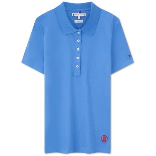 XS 天蓝色C30 女装五粒扣刺绣修身POLO衫 399元