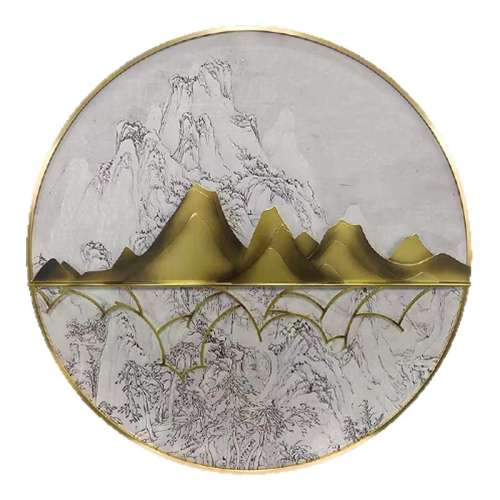 ɽ���ž� 50cm*50cm ���Ͻ���ɫ ɽ���ž�����װ�λ�����ʽ�뻧���ȹ����һ�����Բ������ʵ�ﻭ