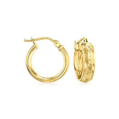 ��ɫ One Size ��Ӫ Ross-Simons ����� 14kt �ƽ� Huggie Hoop ���� - ��ɫ ��