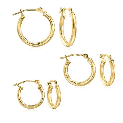��ɫ One Size ��Ӫ Ross-Simons 14kt �ƽ�������װ��3 ��Ȧ�ζ��� - ��ɫ ����