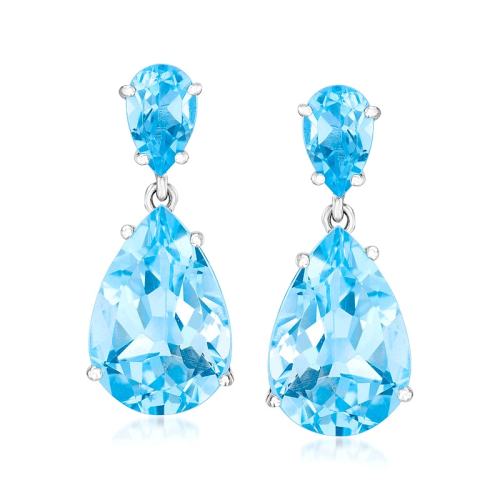 ��ɫ�� One Size ��Ӫ Ross-Simons Blue Topaz Drop Earrings in Sterling Silver