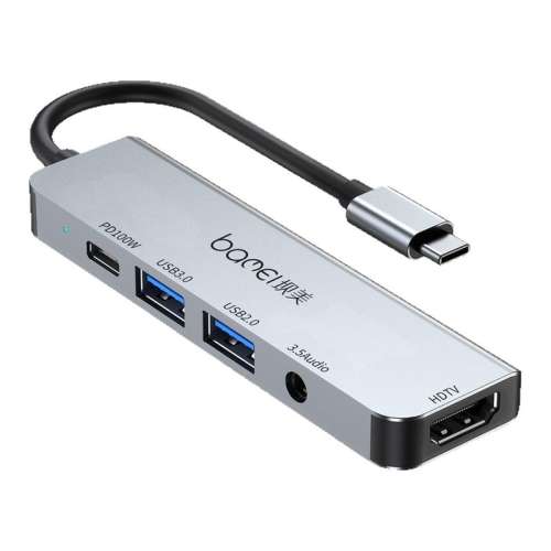 5��1 HD+3.5��Ƶ+USB+PD��� AD-055 �����ֻ���չ��4KͶ��3.5��ƵUSB