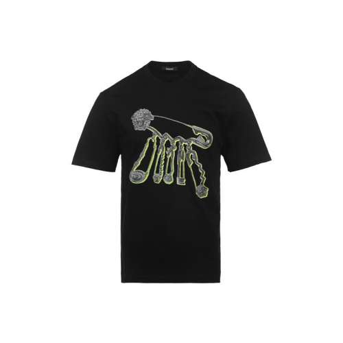 聚划算：黑色 S 【自营】Versace/范思哲新品男士宽松休闲圆领别针印花短袖T恤 2917.49元(含国补，需88VIP 95折)