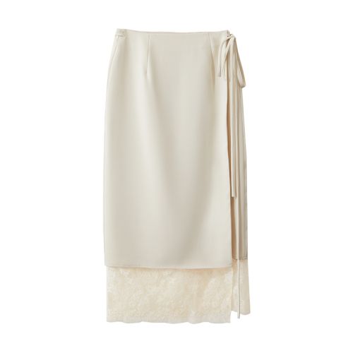 百亿补贴：黑色 155/64A/S 通勤拼蕾丝绑带半身裙 139元