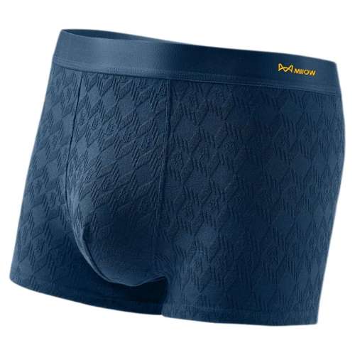 L 3条装：焦糖棕+宝石蓝+碳灰【纯棉提花 100A抑菌】 猫人男士内裤100A抑菌透气四角裤 49.9元