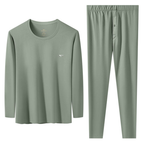 【纯棉弹力●10A抑菌●1套装】灰绿 165(M) 七匹狼秋衣秋裤男士套装纯棉打底    366元拍4件(合91.5元/件)