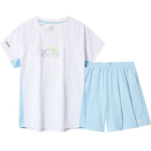 聚划算：203奶油甜桃 110 鸿星尔克运动套装女2025秋季新款时尚休闲跑步健身服两件套短裙女 376元拍4件(合94元/件)