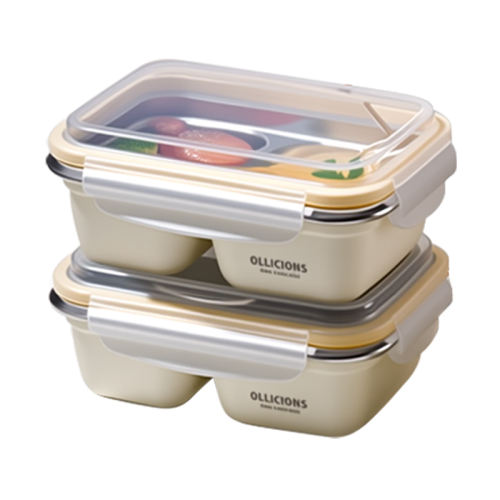 钢本金中号【两格/900ml】 【超级新品】抗菌不锈钢分格饭盒 31.9元(含国补)