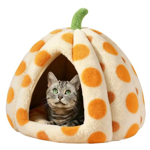 【热卖】豆绿（2倍充棉 保暖升级） 小号（建议5斤内） 【360°锁暖】封闭保暖南瓜猫窝 22.74元