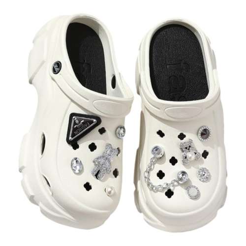 35 黑色钻石小熊 厚底洞洞鞋女款夏季2025新款网红增高沙滩海边防滑凉拖鞋女夏外穿 21.41元