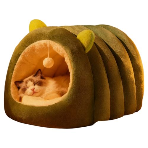 加厚保暖猫窝【浅绿】 绵柔暖绒 防风锁温。 S码【45*35*25】适合8斤以内宠物使用 猫窝冬季保暖半封闭式拖鞋窝猫咪安全感隧道幼猫冬日加厚新款猫窝 23.9元