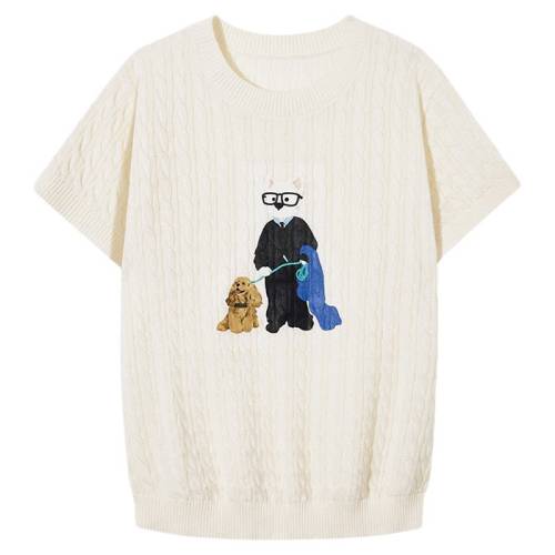 PSO BrandŮװ����ɰ����ߵ���֯��ë���С��ӡ���ļ�T�����³����Ϳ��� Khaki S  741.99Ԫ��3��(��247.33Ԫ/��)