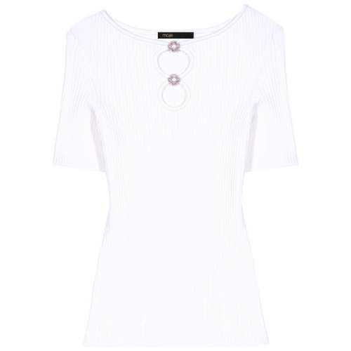 ���ڲ�����Maje����Ůװ��ʽ��Լʱ�а�ɫ����װ��Բ�����������̿���֯T����ɫ T1  414Ԫ