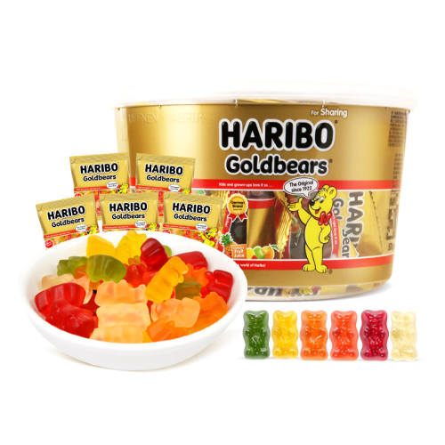 Haribo����С������ˮ����Ƥ�Ƕ�ͯ����ǹ�Ͱװ��ʳ����¹���ͰװԼ50С��������ˮ��ζ576g  63.68Ԫ