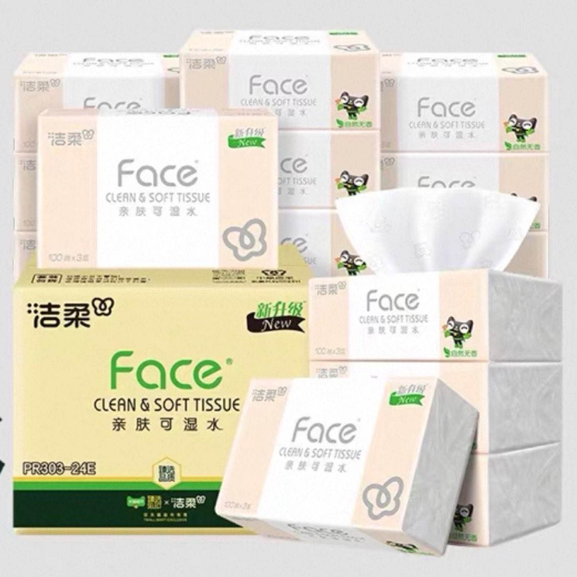 ���� ���ֽFace����ֽ 3��100�� 24�� ��ʪˮ��ֽ ����ʵ��װ