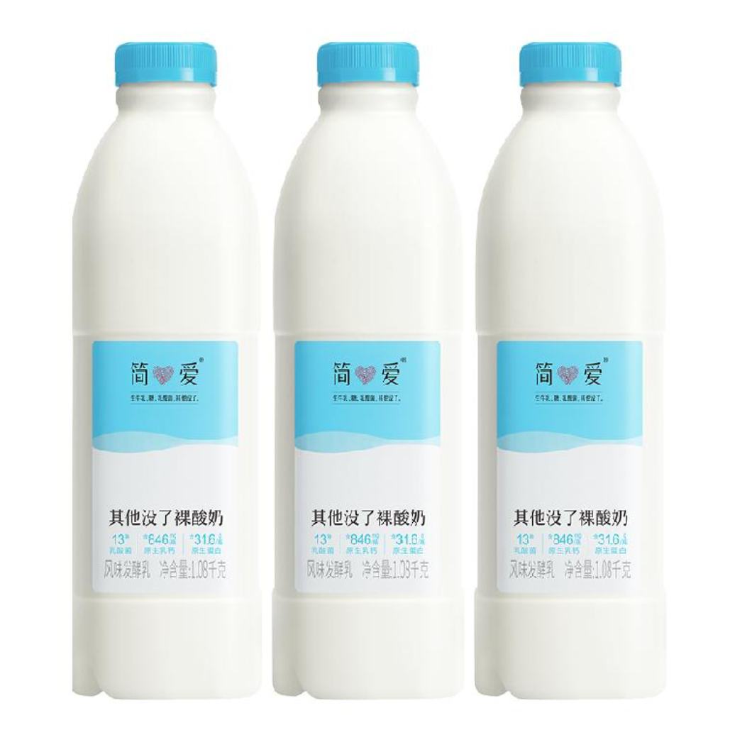 88VIP、需福袋：简爱 低温酸奶 1.08kg*3桶+送简爱益生菌110g*4瓶